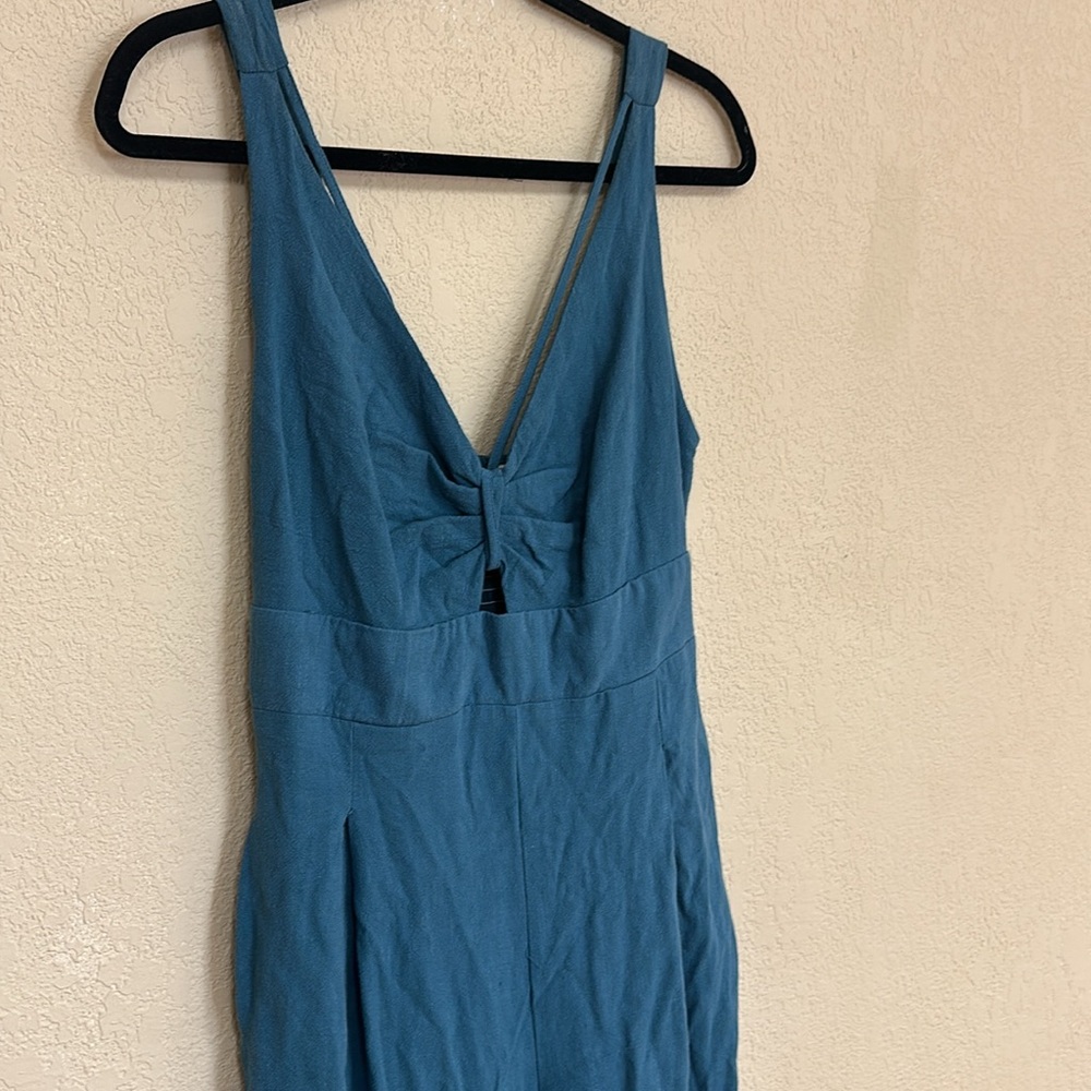 Boho womans wide leg Capri teal  Jumpsuit size M - Picture 4 of 5
